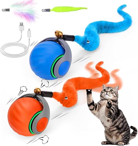 2PCS互动猫玩具球 充电自动滚动逗猫