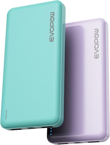 2 Pack 10000mAh 便携充电宝 绿紫