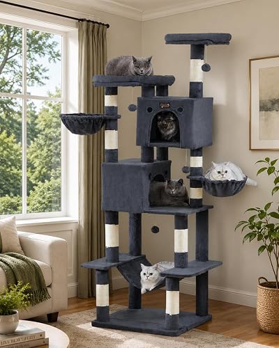74in猫爬架 多层室内猫树 深灰