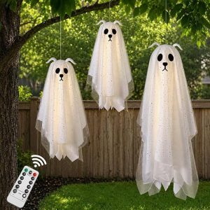 万圣节发光狗幽灵挂饰3件装