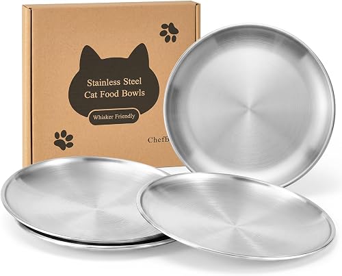 ChefBee 4件装 6.7寸不锈钢浅口猫碗